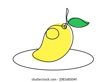 Drawing line color mango on the white background. Vector