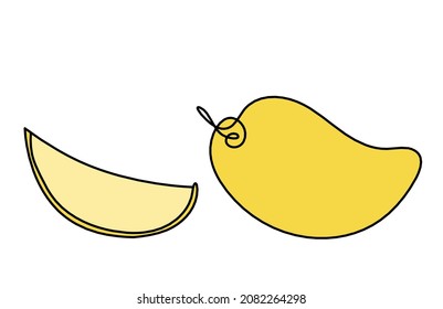 Drawing line color mango on the white background. Vector