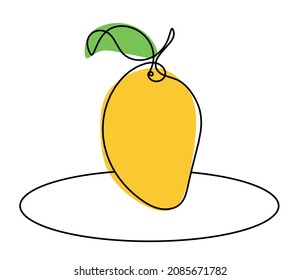 Drawing line color mango on the white background. Vector