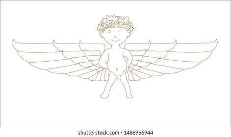 drawing line cupid isolated on white background