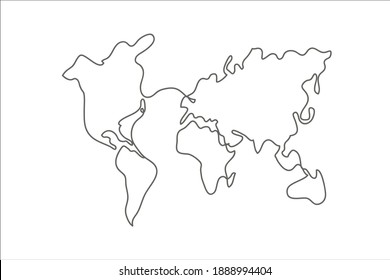 Drawing line. Earth map. Vector illustration