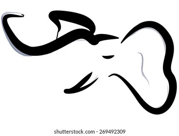 drawing line of elephant head
