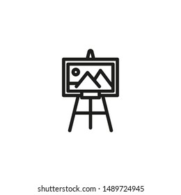 Drawing line icon. Easel, canvas, artist. Painting concept. Vector illustration can be used for topics like paint app, hobby, leisure