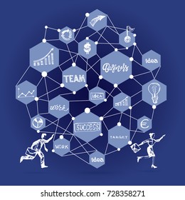  Drawing a line leading to the business success. Business vector concept illustration. Creating path to success.