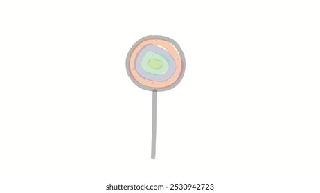 Drawing line, lolipop candy for kids isolated on white