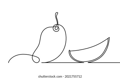 Ziehe eine Linie Mango auf weißem Hintergrund. Vektorgrafik