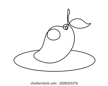 Drawing line mango on the white background. Vector