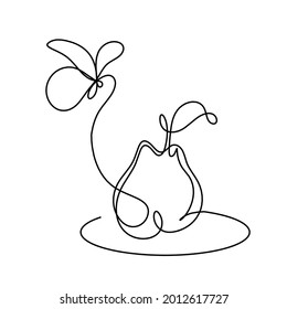 Drawing line pear on the white background. Vector