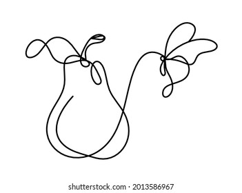 Drawing line pear on the white background. Vector