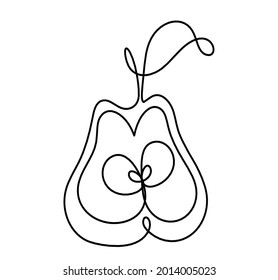 Drawing line pear on the white background. Vector