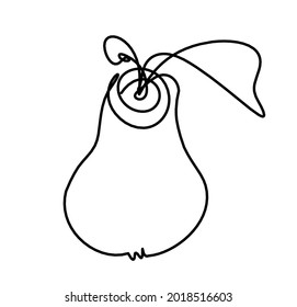 Drawing line pear on the white background. Vector