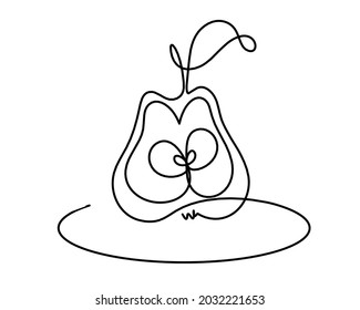 Drawing line pear on the white background.Vector