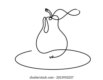 Drawing line pear with plate on the white background. Vector