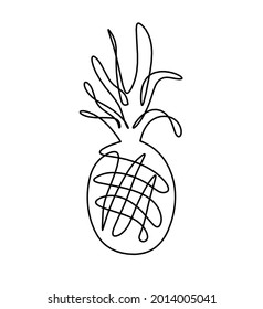 Drawing line pineapple on the white background. Vector