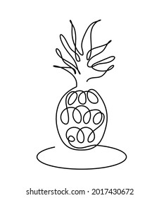 Drawing line pineapple on the white background. Vector