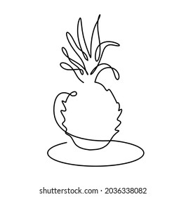 Dibujar una piña en el fondo blanco. Vector