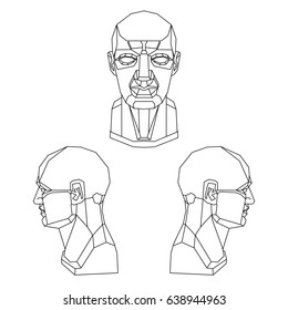 Drawing line sculpture casts bust for Art Studio and Anatomical Plaster Cast Vector.