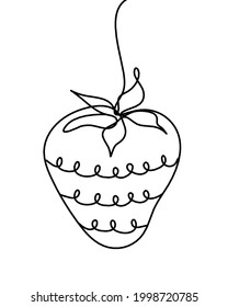 Drawing line strawberry on the white background. Vector