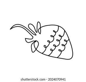 Drawing line strawberry on the white background. Vector