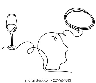 Drawing line wine with comment on the white background