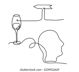 Drawing line wine with direction on the white background. Vector