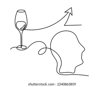 Vino de línea de dibujo con dirección sobre el fondo blanco. Vector