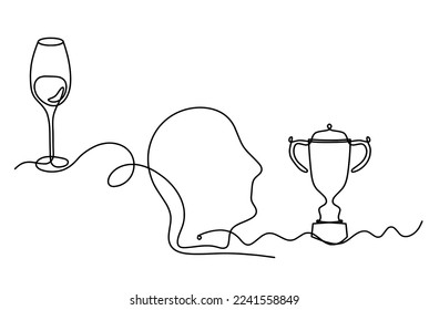 Zierweine mit Trophäe auf weißem Hintergrund. Vektorgrafik