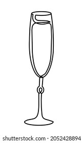 Drawing line wineglass on the white background. Vector