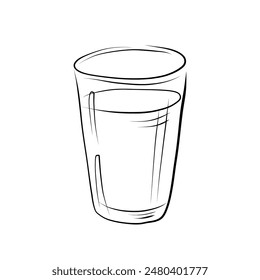 drawing lines. art line - glass of water, coffee, tea, milk. Vector