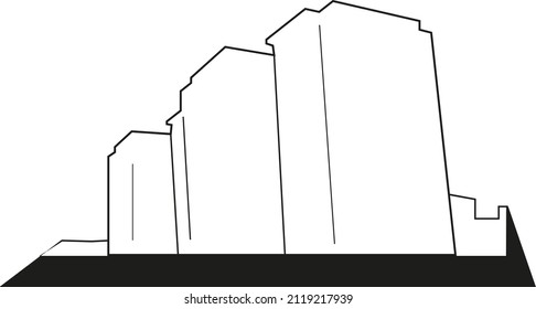 Drawing lines illustration black color buildings