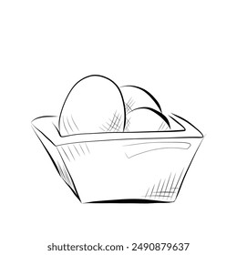 drawing lines. line art egg in a stand, breakfast. Vector