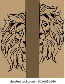 drawing of lion with brown background