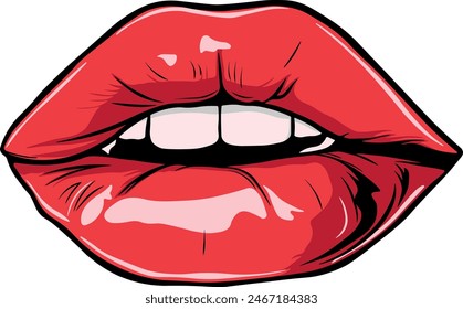 dibujo de labios con lápiz labial rojo sin fondo