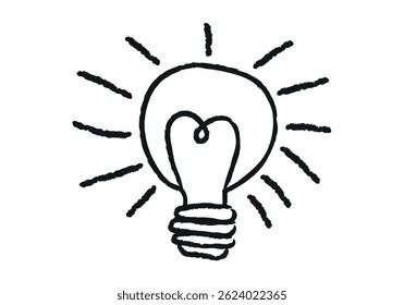 Drawing of a lit light bulb made with a black brush stroke