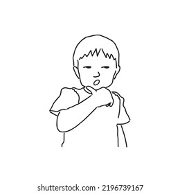 drawing of little boy. minimalist lines.
