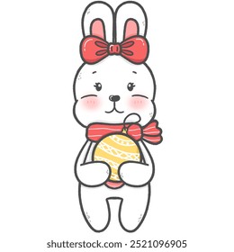 O desenho de um coelho branco vestindo um cachecol bonito durante o festival de Natal foi desenhado à mão, não AI.