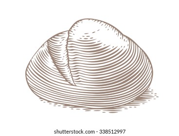 Drawing of loaf of white bread on the white