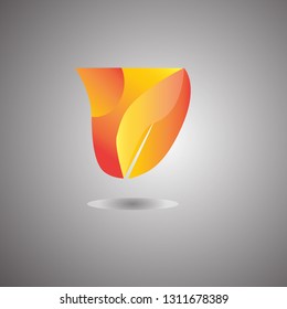 In the drawing, the logo is a flower, with a leaf, a logo with a gradient. Logo for a new company, logo for the company.