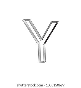 In the drawing, the logo, in the form of a letter Y, is a logo of a gravure, the logo is curved, on a light background. Logo, for enterprise, institution.