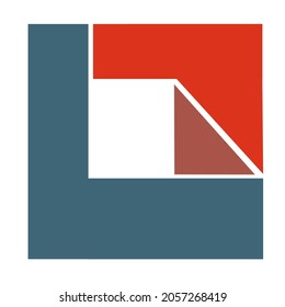 Drawing a logo using geometric shapes (square, triangle, rectangle). Linear flat style. Vector image isolated.