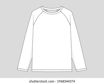 Drawing of a long sleeve, raglan t-shirt for boy.