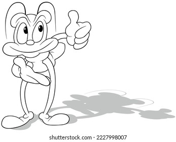 Drawing of a Long-legged Beetle Showing a Thumbs Up - Cartoon Illustration Isolated on White Background, Vector