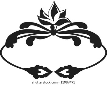 Drawing of Lotus frame element with butterflies. One color.