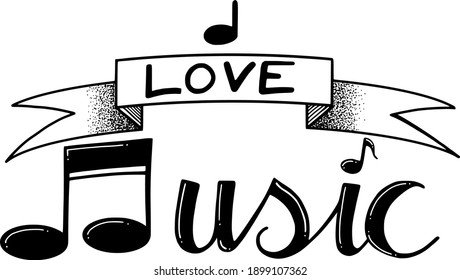drawing i love music vector
