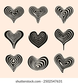 drawing love striped lines bw