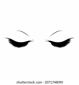 The drawing of lowered eyelashes on a white background, the logo for the master of eyelashes. Vector illustration