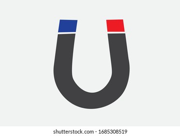 Drawing of magnet over white background. Vector illustration.