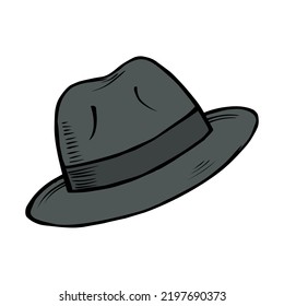 Drawing Male Hat On White Background Stock Vector (Royalty Free ...