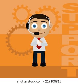 Drawing of the male of technical support in style of the animated film.