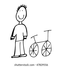 dibujo de un hombre con bicicleta